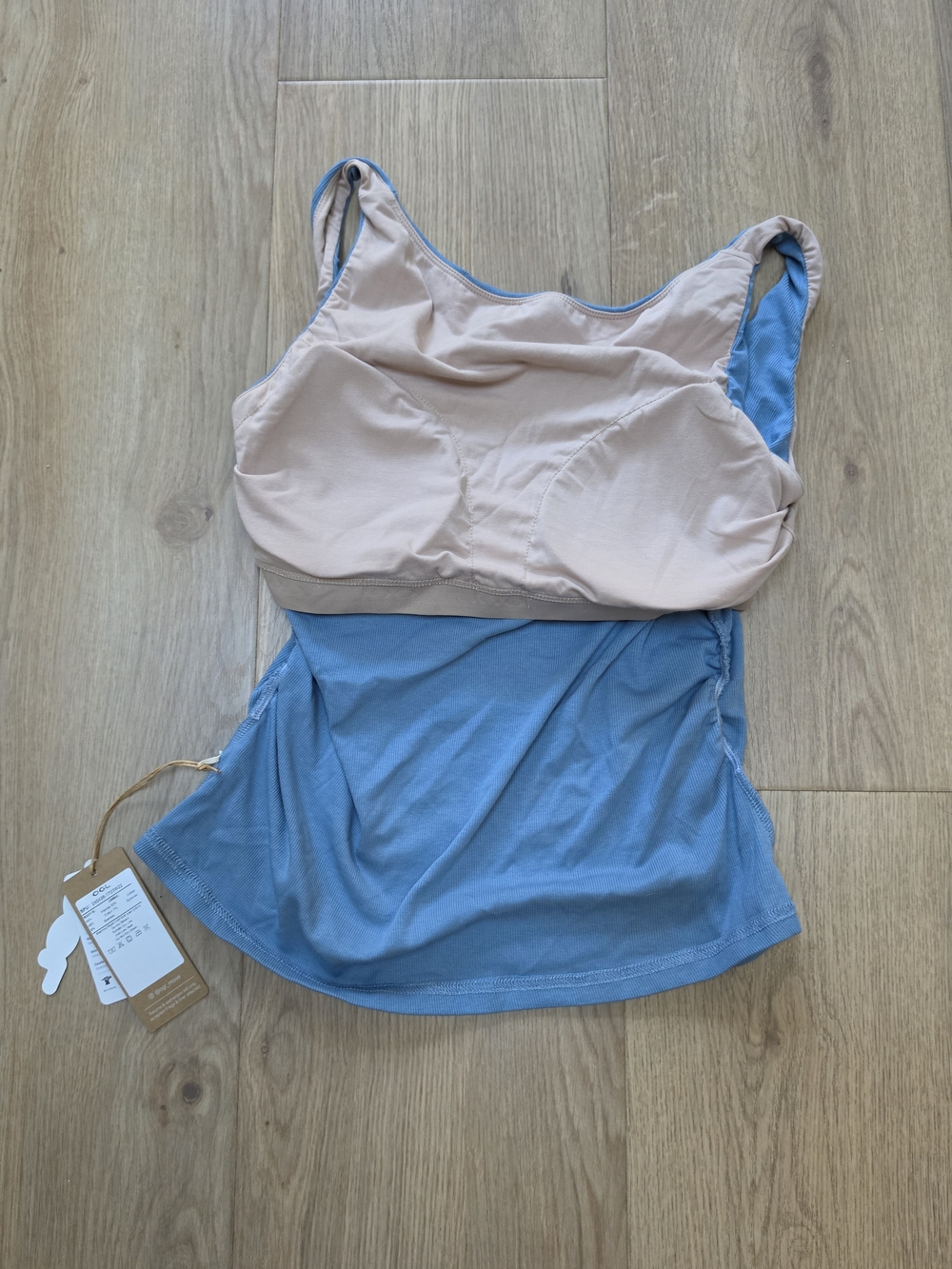 NWT OGL Move Ribbed Built-In Bra Tank Blue Women's Tank Top - Classic Scoop Neck - Picture 7 of 7